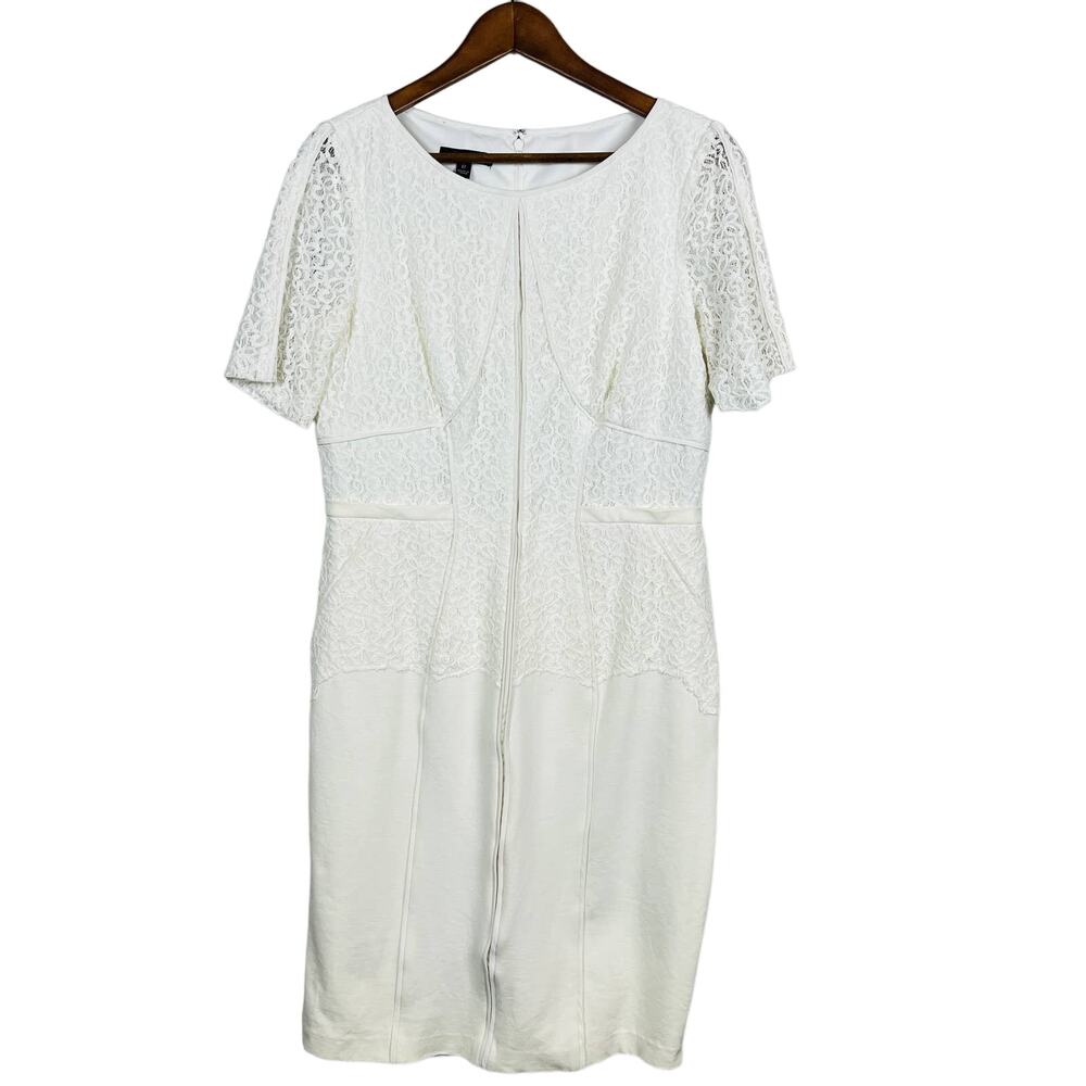 NEW! Ivy + Blue Lace Topped Sheath Dress Cream 12